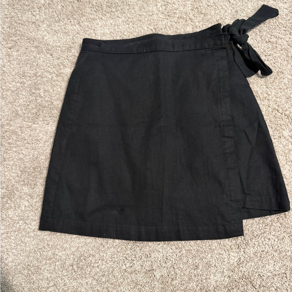 Linen Black Wrap Skirt
